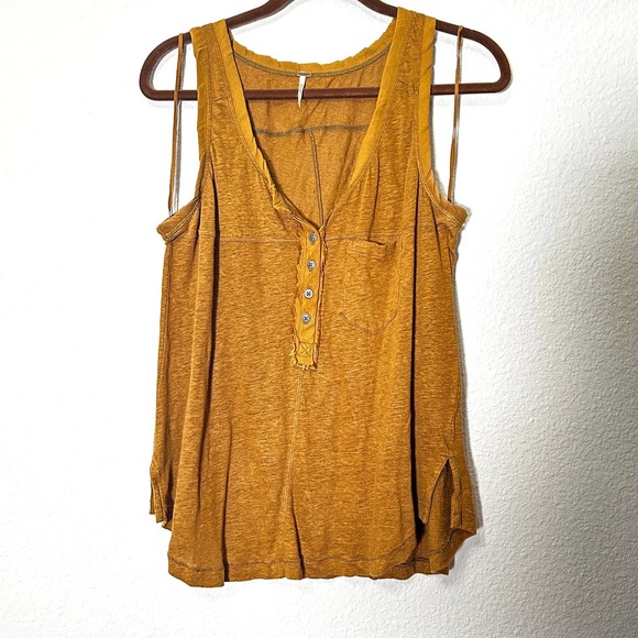 Free People Traveler Tank Moss Camel Tan Size XS (oversized) Bohemian - Picture 3 of 7